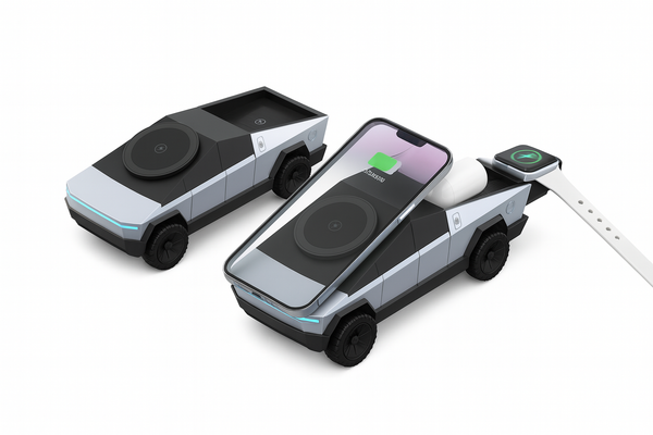 מטען אלחוטי 3–ב–1 בהשראת סייברטראק – מעמד אלגנטי לרכב