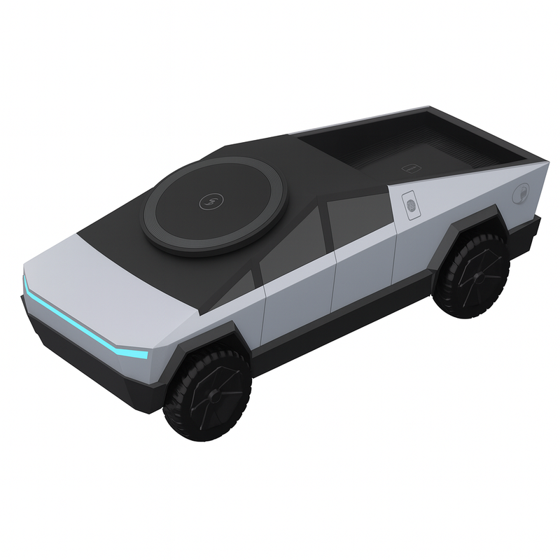 מטען אלחוטי 3–ב–1 בהשראת סייברטראק – מעמד אלגנטי לרכב