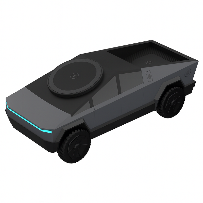 מטען אלחוטי 3–ב–1 בהשראת סייברטראק – מעמד אלגנטי לרכב