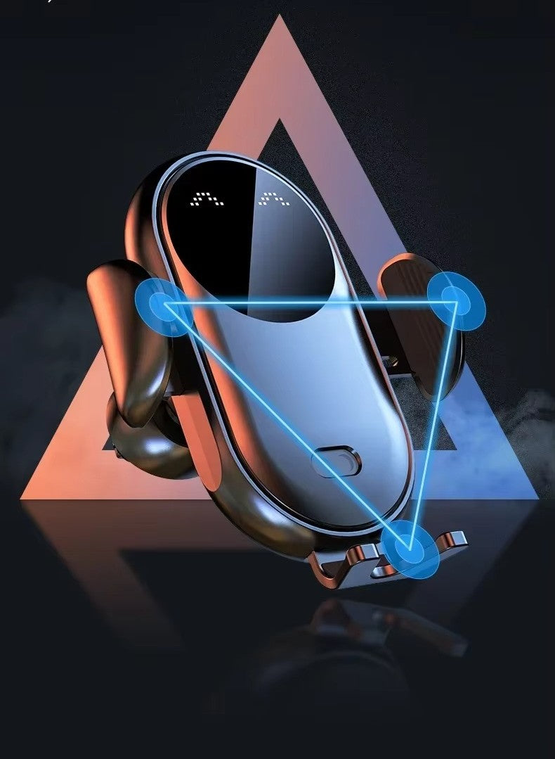 מחזיק טלפון לרכב עם טעינה אלחוטית ונעילה מתקדמת