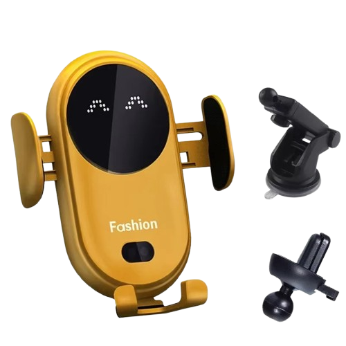 מחזיק טלפון לרכב עם טעינה אלחוטית ונעילה מתקדמת